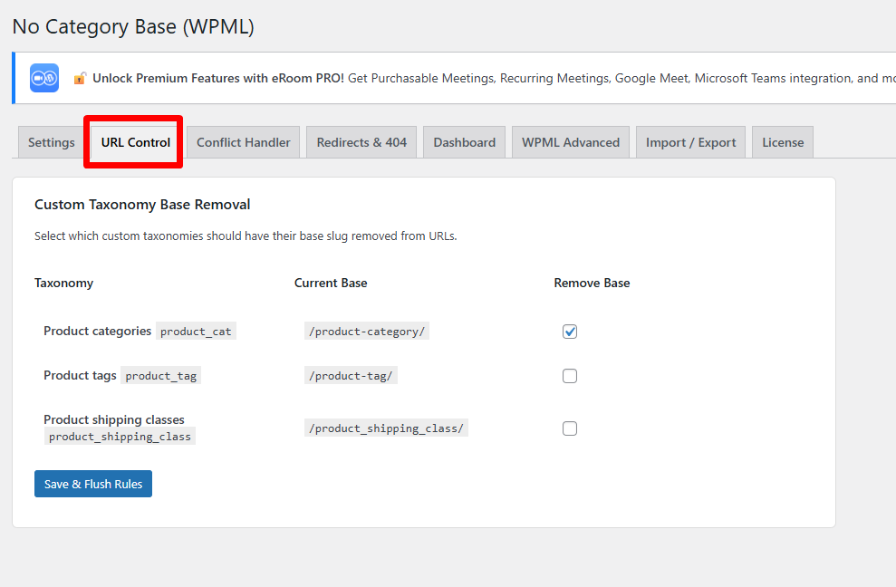 URL Control – Custom Taxonomy Base Removal